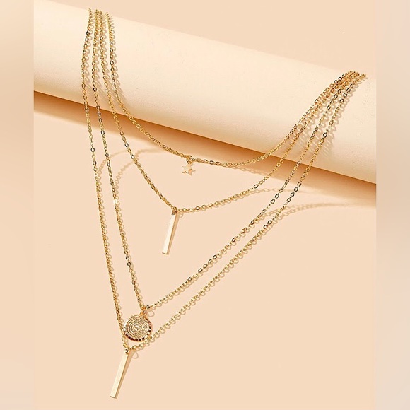 ⚜️[𝟯/$𝟭𝟴]⚜️NEW 4 Layered Star Coin Charms Long Necklace - Picture 7 of 9